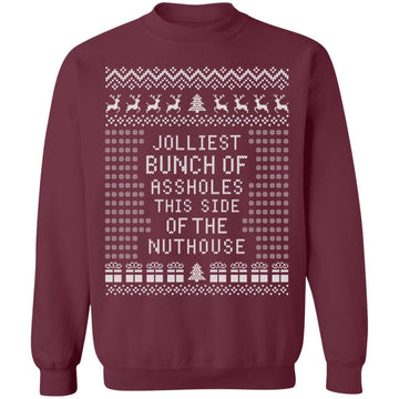 JOLLIEST BUNCH Of ASSHOLES - Ugly Christmas Sweater - 0