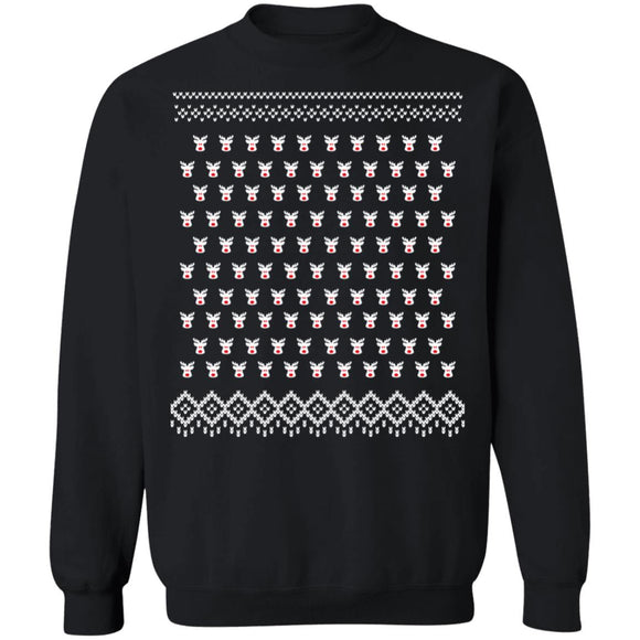 Ugly Christmass Rudolf Pattern Crewneck Pullover Sweatshirt