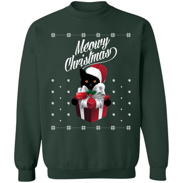 Buy forest-green Ugly christmas Meowy Sweaters