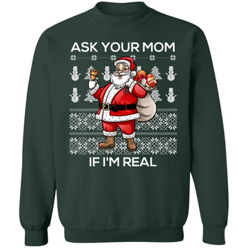 Buy forest-green Ask your mom if i Real Ugly christmas sweaters