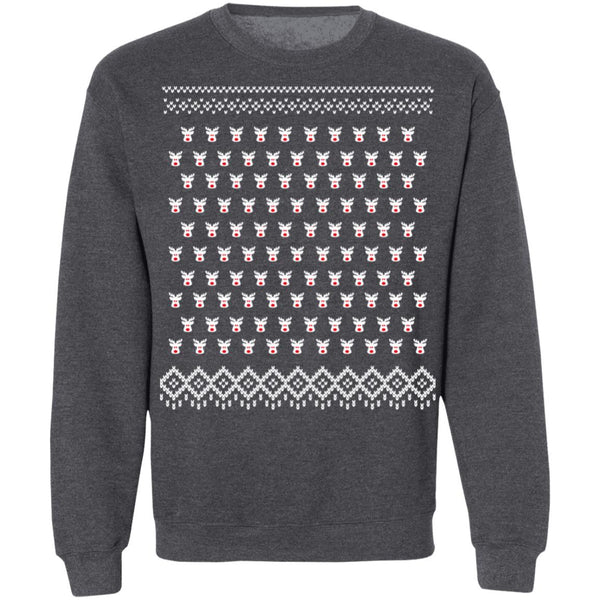 Ugly Christmass Rudolf Pattern Crewneck Pullover Sweatshirt