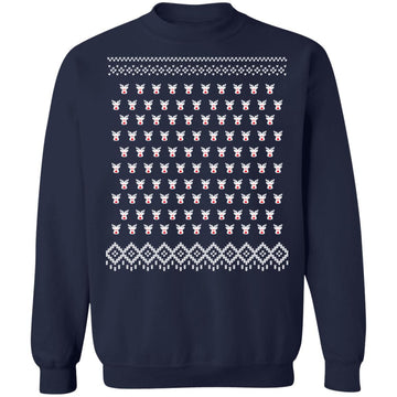 Buy navy Ugly Christmass Rudolf Pattern Crewneck Pullover Sweatshirt