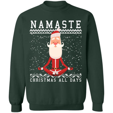 Buy forest-green Ugly Christmas Namaste all days Sweater