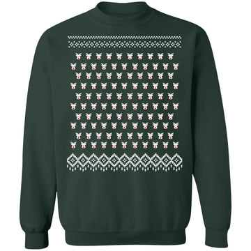 Buy forest-green Ugly Christmass Rudolf Pattern Crewneck Pullover Sweatshirt