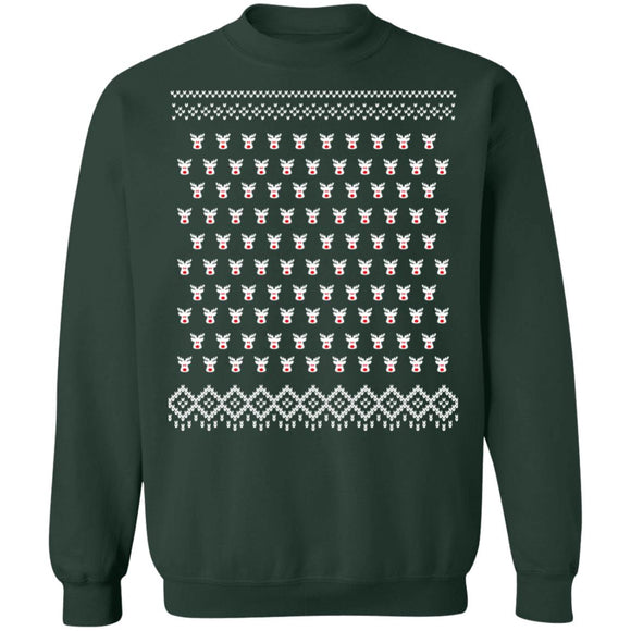 Ugly Christmass Rudolf Pattern Crewneck Pullover Sweatshirt