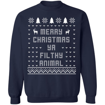 Buy navy Merry Christmas Ya Filthy Animal, Ugly Sweaters