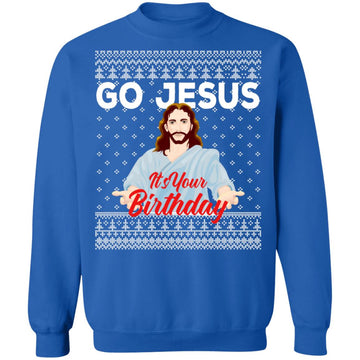 Buy royal Go Jesus Ugly Christmas Sweater