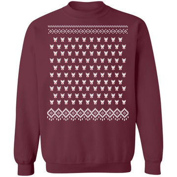 Ugly Christmass Rudolf Pattern Crewneck Pullover Sweatshirt - 0