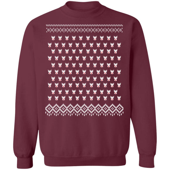 Ugly Christmass Rudolf Pattern Crewneck Pullover Sweatshirt