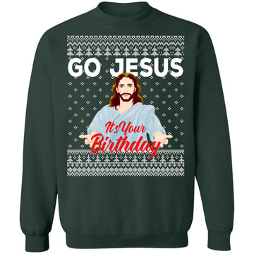 Buy forest-green Go Jesus Ugly Christmas Sweater