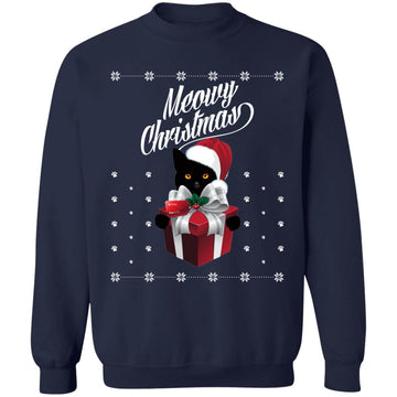 Buy navy Ugly christmas Meowy Sweaters