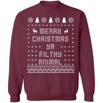 Buy maroon Merry Christmas Ya Filthy Animal, Ugly Sweaters