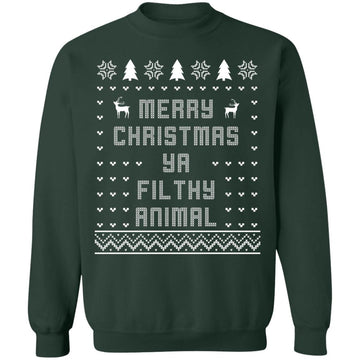 Buy forest-green Merry Christmas Ya Filthy Animal, Ugly Sweaters