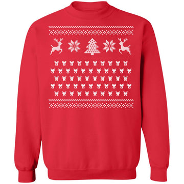 Buy red Ugly Christmas Rudolf Pattern Crewneck Pullover Sweatshirt