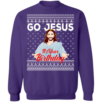 Buy purple Go Jesus Ugly Christmas Sweater