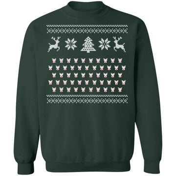 Buy forest-green Ugly Christmas Rudolf Pattern Crewneck Pullover Sweatshirt