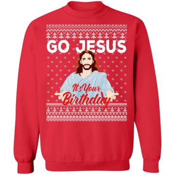 Buy red Go Jesus Ugly Christmas Sweater