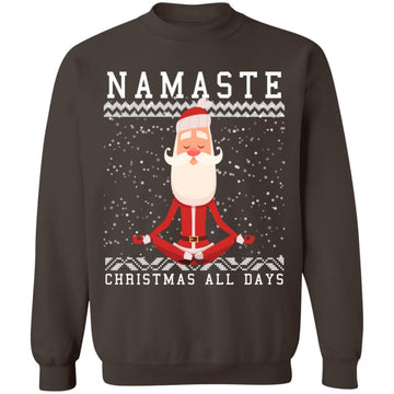 Buy dark-chocolate Ugly Christmas Namaste all days Sweater
