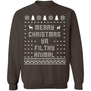 Buy dark-chocolate Merry Christmas Ya Filthy Animal, Ugly Sweaters