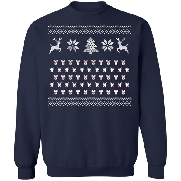 Ugly Christmas Rudolf Pattern Crewneck Pullover Sweatshirt