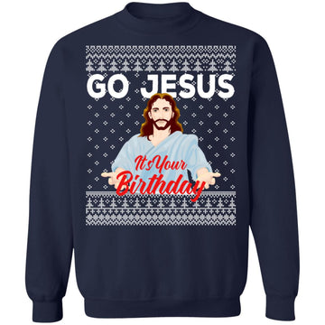 Buy navy Go Jesus Ugly Christmas Sweater