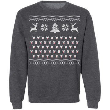 Buy dark-heather Ugly Christmas Rudolf Pattern Crewneck Pullover Sweatshirt