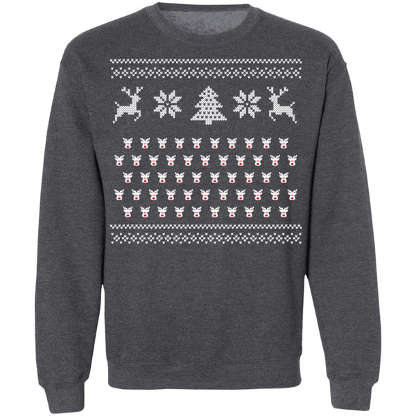 Ugly Christmas Rudolf Pattern Crewneck Pullover Sweatshirt