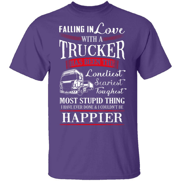 Falling For A Trucker T-Shirt CustomCat