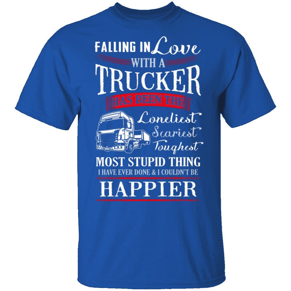 Falling For A Trucker T-Shirt CustomCat