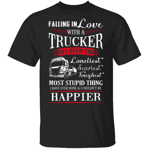 Falling For A Trucker T-Shirt CustomCat