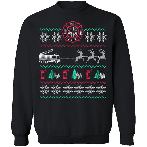 Fire Engine Ugly Christmas Sweater CustomCat