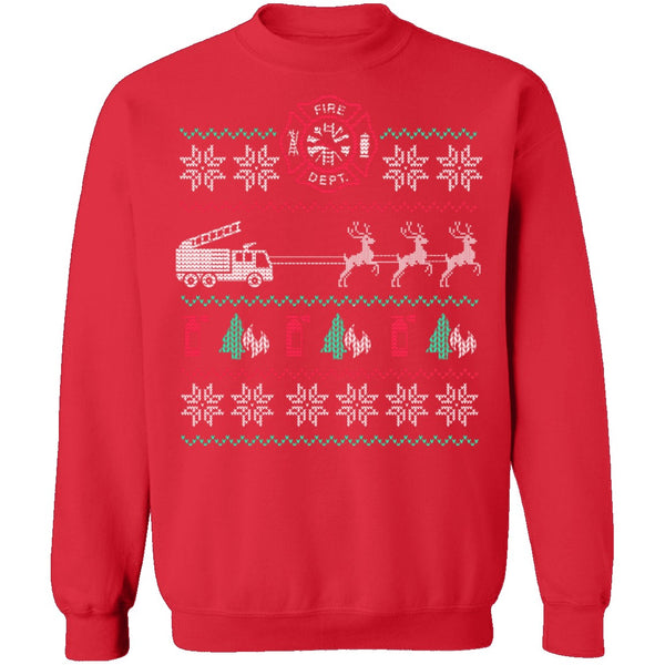Fire Engine Ugly Christmas Sweater CustomCat