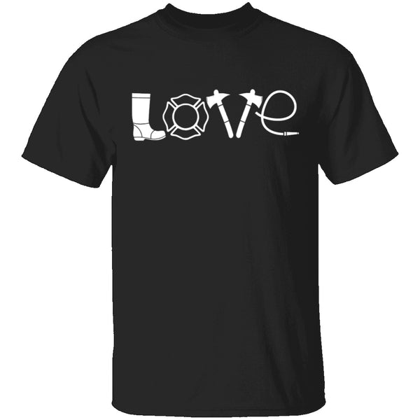 Firefighter Love T-Shirt CustomCat