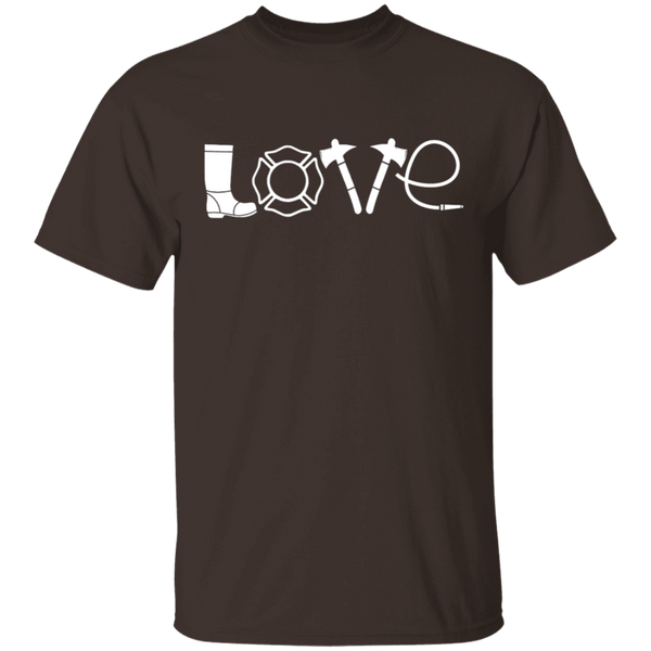 Firefighter Love T-Shirt CustomCat