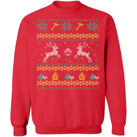 Firefighter Ugly Christmas Sweater CustomCat