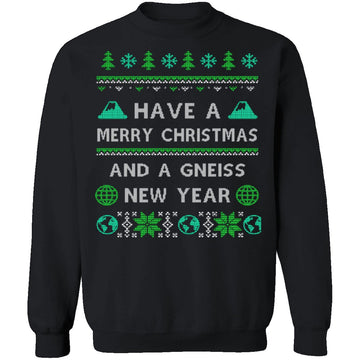 Gneiss New Year Geology Ugly Christmas Sweater CustomCat