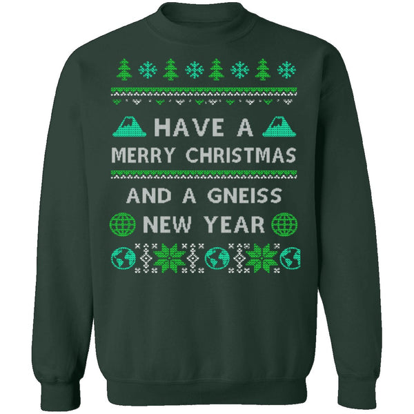 Gneiss New Year Geology Ugly Christmas Sweater CustomCat