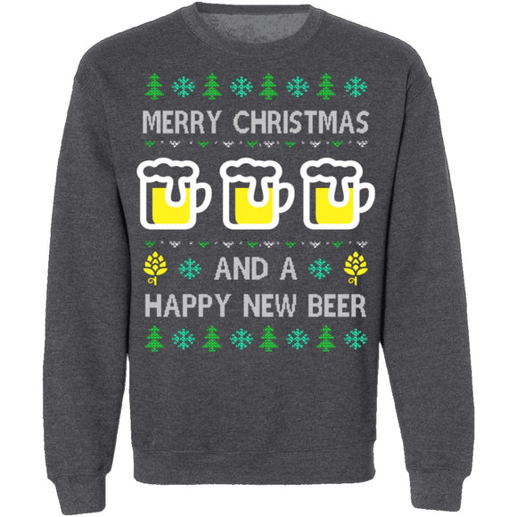 Happy New Beer Ugly Christmas Sweater CustomCat
