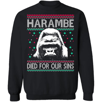 Harambe Ugly Christmas Sweater CustomCat