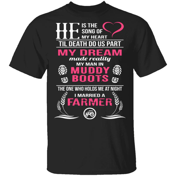 I Married A Farmer T-Shirt CustomCat