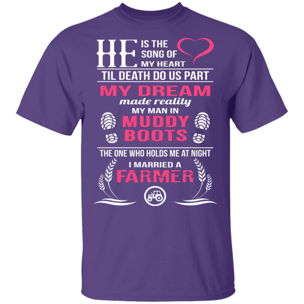 I Married A Farmer T-Shirt CustomCat