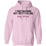 I Tried Running But I Kept Spilling My Wine T-Shirt CustomCat