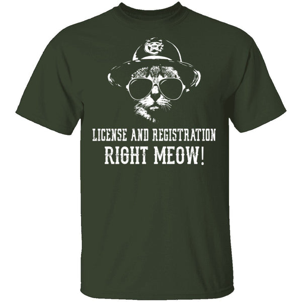 License And Registration Right Meow! T-Shirt CustomCat