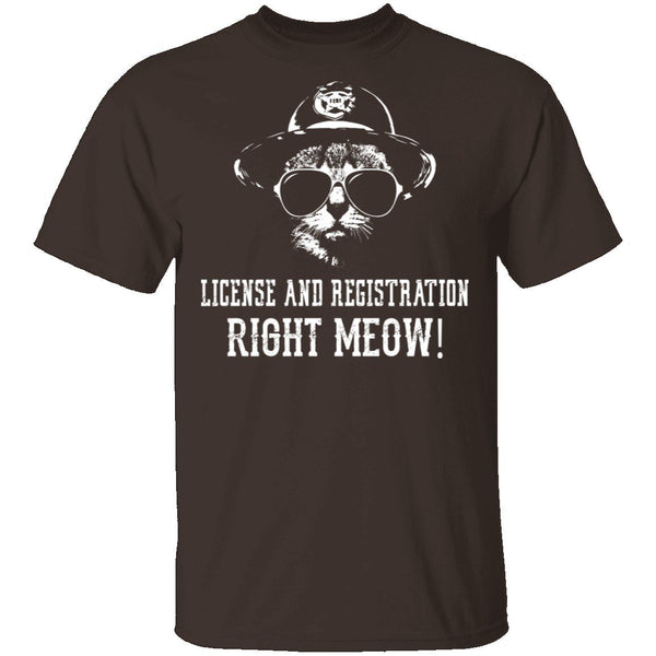 License And Registration Right Meow! T-Shirt CustomCat
