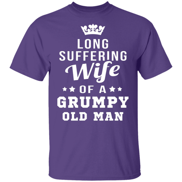 Long Suffering Wife Of A Grumpy Old Man T-Shirt CustomCat