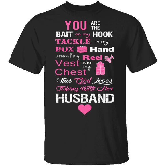 Love Husband and Fishing T-Shirt CustomCat