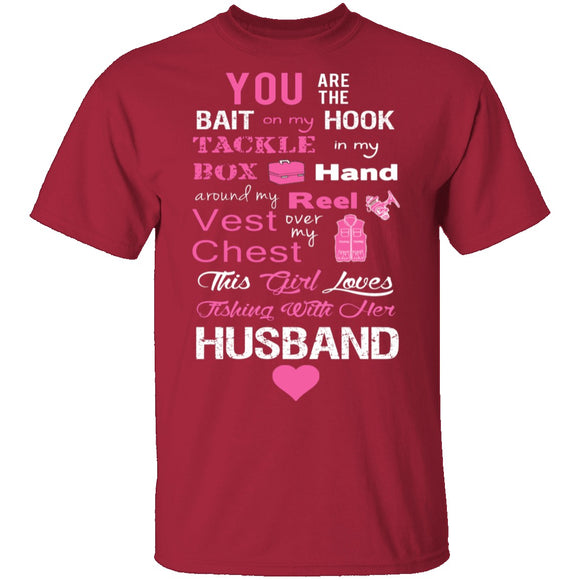 Love Husband and Fishing T-Shirt CustomCat