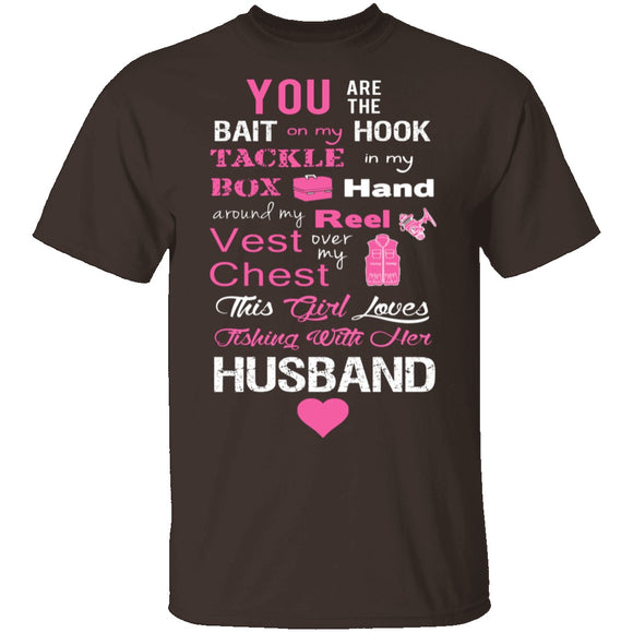 Love Husband and Fishing T-Shirt CustomCat
