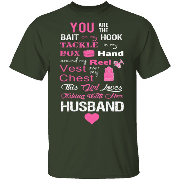 Love Husband and Fishing T-Shirt CustomCat