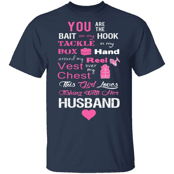 Love Husband and Fishing T-Shirt CustomCat